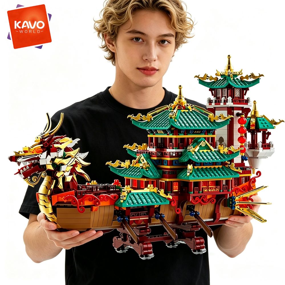 KAVOWORLD 2453pcs Dragon Boat  - Gaming Console Lego review and price