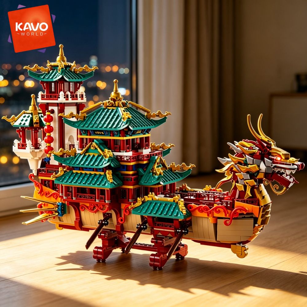 KAVOWORLD 2453pcs Dragon Boat  - Gaming Console Lego review and price