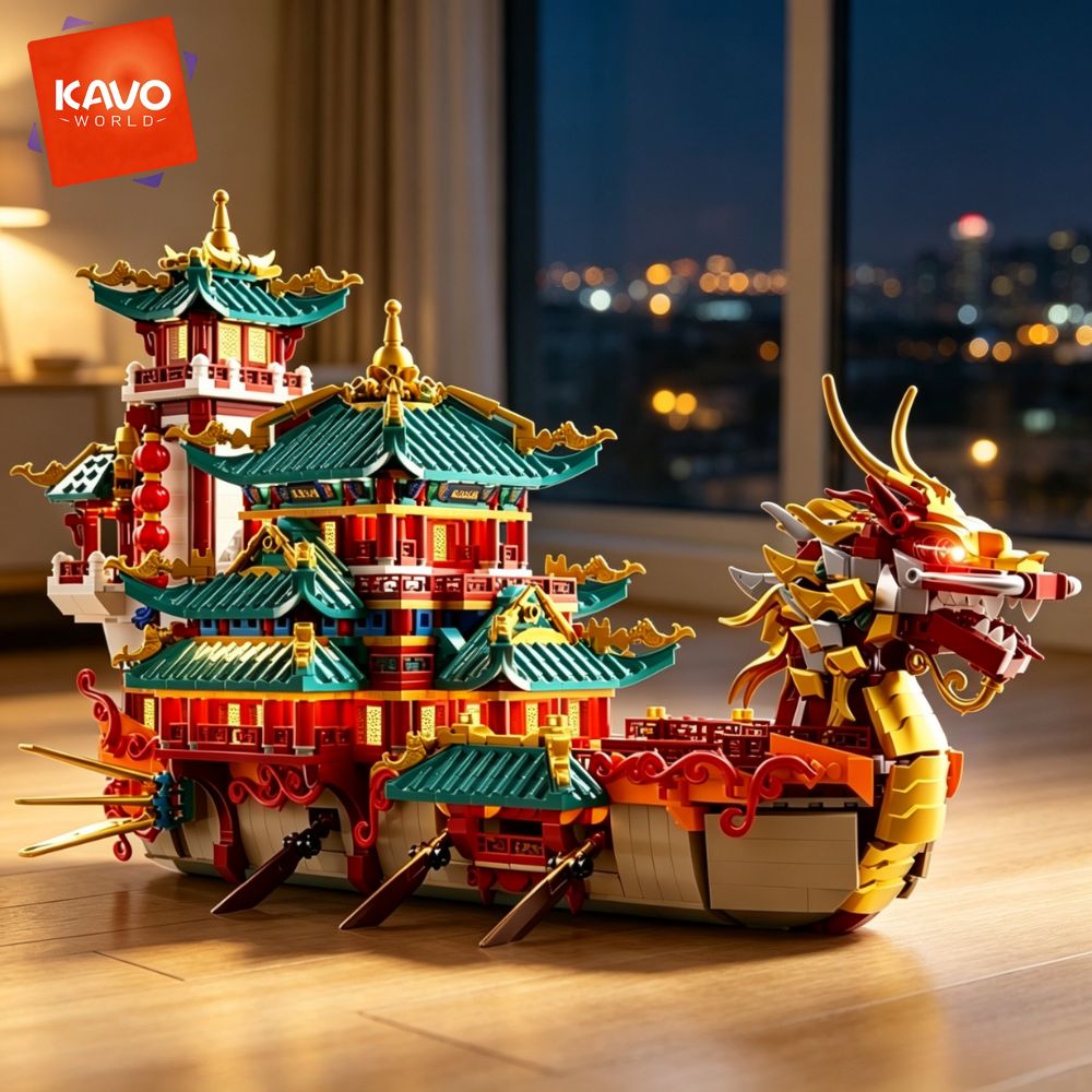 KAVOWORLD 2453pcs Dragon Boat  - Gaming Console Lego review and price
